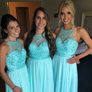 Mint colored floor length dress